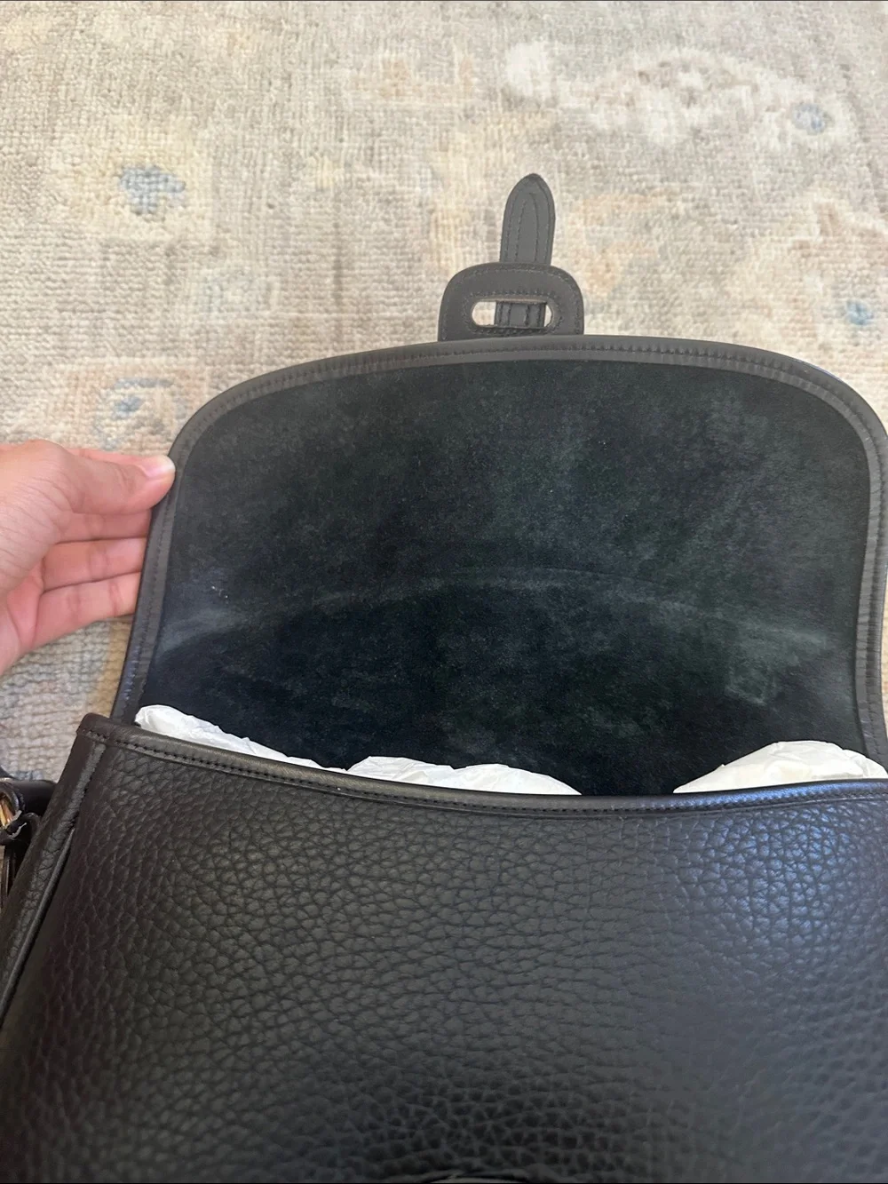 Vintage Dooney & Bourke Saddle Bag AWL All Weather Leather. Black on Black